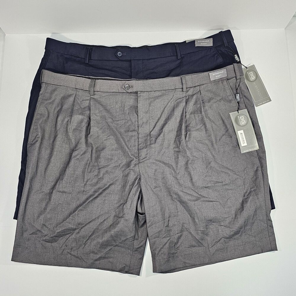Bocaccio Golf Men’s Expandable Waistband Stretch Shorts Size 48 Navy & Charcoal